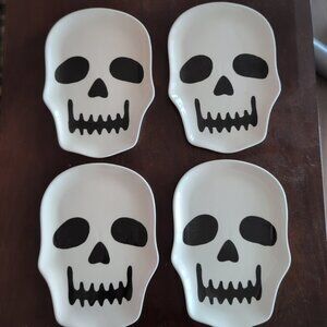 New Halloween Skull Decorative Appetizer Plates Set Of 4